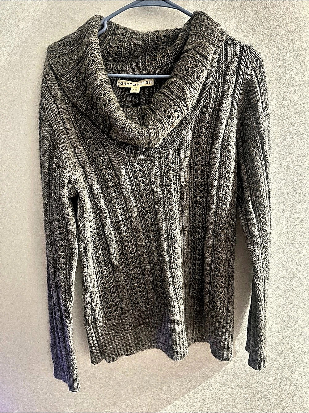 Tommy Hilfiger Cowl Neck Knit Sweater Grey Large